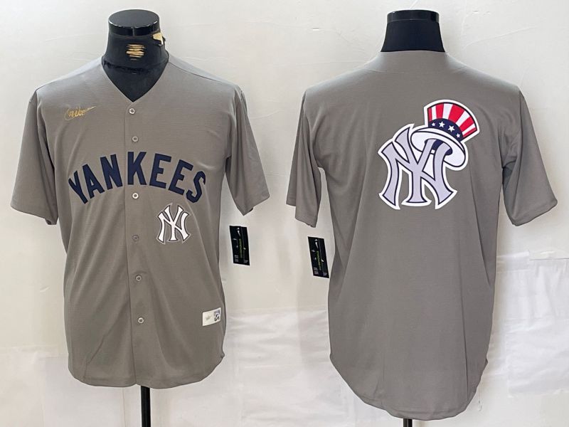 Men New York Yankees Blank Grey Throwback Nike Game 2024 MLB Jersey style 4->san francisco 49ers->NFL Jersey